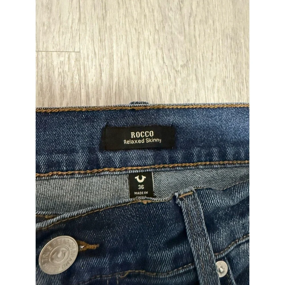 True Religion Men’s Relaxed Skinny Mid Rise Dark Wash Blue Denim Jeans Size 36